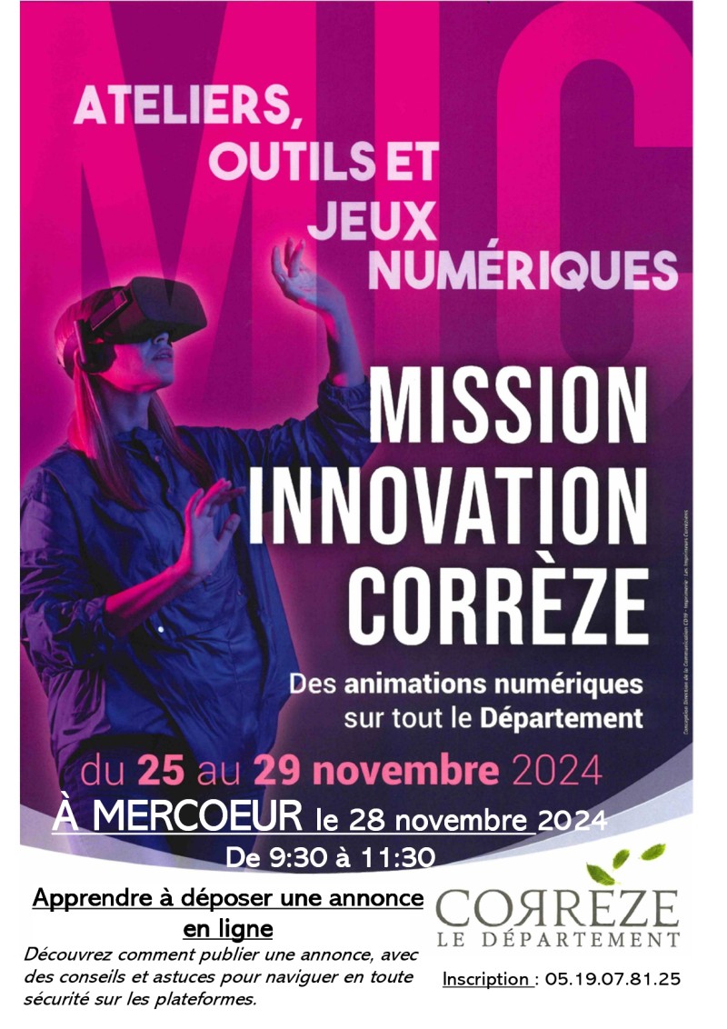Ateliers numériques Mission Innovation Corrèze