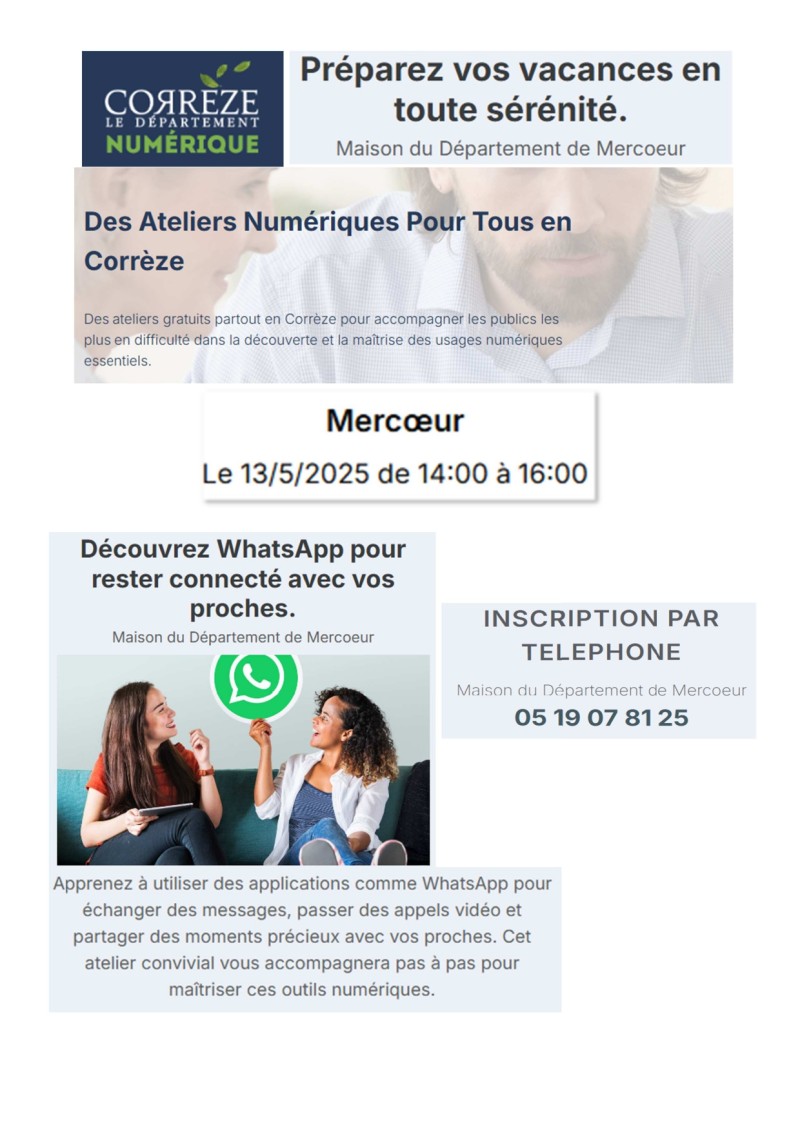 Atelier numérique : Découvrez WhatsApp pour rester connecté avec vos proches.